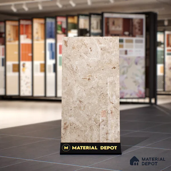Marble Crema Marfil Wall & Floor Tile TL 07461 B Sand Beige 4 ft x 2 ft High Gloss Finish Vitrified Tile - 9 mm | 4 Random Designs | Suitable For Living Room, Bedroom, Dining