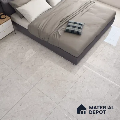 Marble Carrara Wall & Floor Tile TL 07461 C Off-White 4 ft x 2 ft High Gloss Finish Vitrified Tile - 9 mm | 4 Random Designs | Suitable For Living Room, Bedroom, Dining