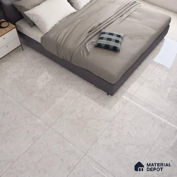 Marble Carrara Wall & Floor Tile TL 07461 C Off-White 4 ft x 2 ft High Gloss Finish Vitrified Tile - 9 mm | 4 Random Designs | Suitable For Living Room, Bedroom, Dining