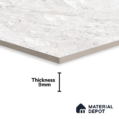 Marble Carrara Wall & Floor Tile TL 07461 C Off-White 4 ft x 2 ft High Gloss Finish Vitrified Tile - 9 mm | 4 Random Designs | Suitable For Living Room, Bedroom, Dining