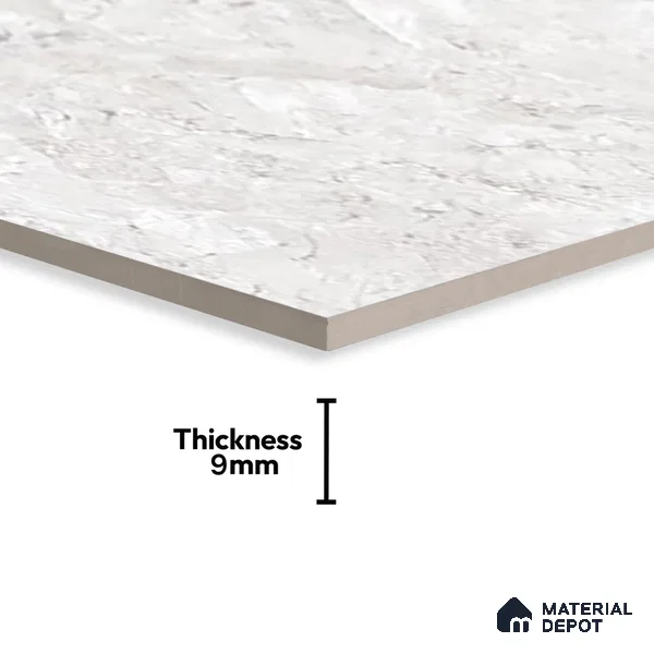 Marble Carrara Wall & Floor Tile TL 07461 C Off-White 4 ft x 2 ft High Gloss Finish Vitrified Tile - 9 mm | 4 Random Designs | Suitable For Living Room, Bedroom, Dining