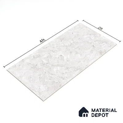 Marble Carrara Wall & Floor Tile TL 07461 C Off-White 4 ft x 2 ft High Gloss Finish Vitrified Tile - 9 mm | 4 Random Designs | Suitable For Living Room, Bedroom, Dining
