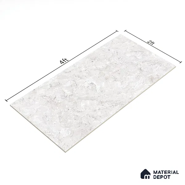 Marble Carrara Wall & Floor Tile TL 07461 C Off-White 4 ft x 2 ft High Gloss Finish Vitrified Tile - 9 mm | 4 Random Designs | Suitable For Living Room, Bedroom, Dining
