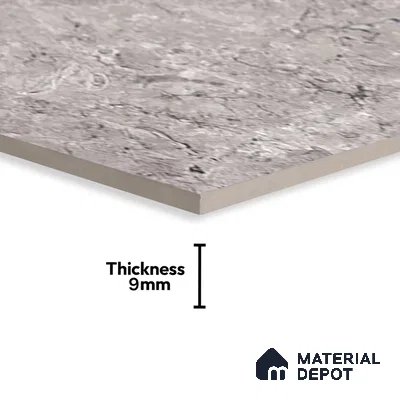 Marble Tundra Grey Wall & Floor Tile TL 07461 D Light Grey 4 ft x 2 ft High Gloss Finish Vitrified Tile - 9 mm | 4 Random Designs | Suitable For Living Room, Bedroom, Dining