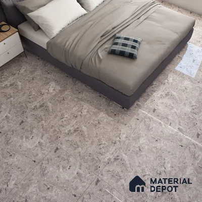 Marble Tundra Grey Wall & Floor Tile TL 07461 D Light Grey 4 ft x 2 ft High Gloss Finish Vitrified Tile - 9 mm | 4 Random Designs | Suitable For Living Room, Bedroom, Dining