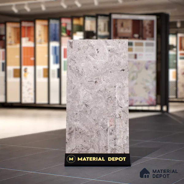 Marble Tundra Grey Wall & Floor Tile TL 07461 D Light Grey 4 ft x 2 ft High Gloss Finish Vitrified Tile - 9 mm | 4 Random Designs | Suitable For Living Room, Bedroom, Dining