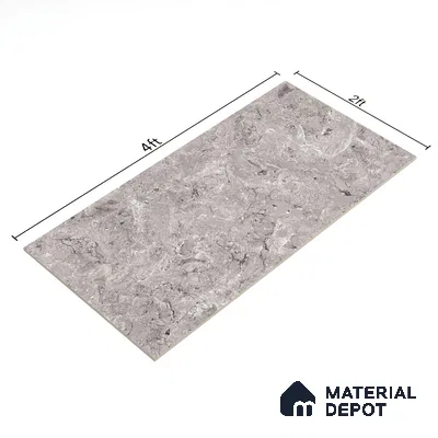 Marble Tundra Grey Wall & Floor Tile TL 07461 D Light Grey 4 ft x 2 ft High Gloss Finish Vitrified Tile - 9 mm | 4 Random Designs | Suitable For Living Room, Bedroom, Dining