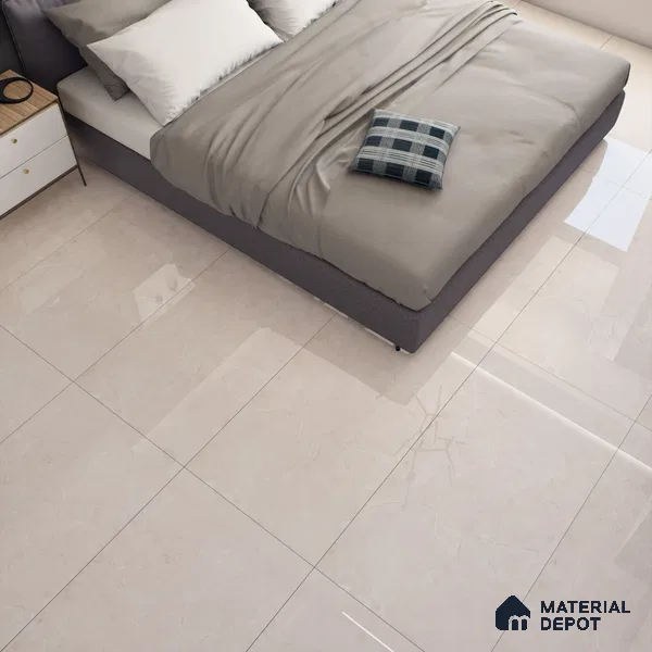 Marble Crema Marfil Wall & Floor Tile TL 07462 Warm Beige 4 ft x 2 ft High Gloss Finish Vitrified Tile - 9 mm | 4 Random Designs | Suitable For Living Room, Bedroom, Dining