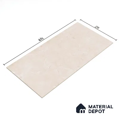 Marble Crema Marfil Wall & Floor Tile TL 07462 Warm Beige 4 ft x 2 ft High Gloss Finish Vitrified Tile - 9 mm | 4 Random Designs | Suitable For Living Room, Bedroom, Dining