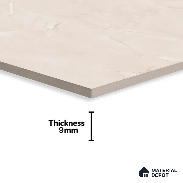 Marble Crema Marfil Wall & Floor Tile TL 07462 Warm Beige 4 ft x 2 ft High Gloss Finish Vitrified Tile - 9 mm | 4 Random Designs | Suitable For Living Room, Bedroom, Dining