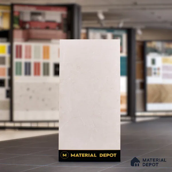 Marble Crema Marfil Wall & Floor Tile TL 07462 Warm Beige 4 ft x 2 ft High Gloss Finish Vitrified Tile - 9 mm | 4 Random Designs | Suitable For Living Room, Bedroom, Dining