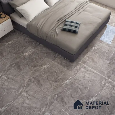 Marble Tundra Grey Wall & Floor Tile TL 07463 B Stone Grey 4 ft x 2 ft High Gloss Finish Vitrified Tile - 9 mm | 6 Random Designs | Suitable For Living Room, Bedroom, Dining
