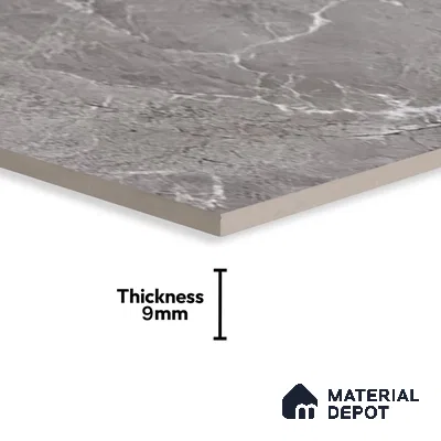 Marble Tundra Grey Wall & Floor Tile TL 07463 B Stone Grey 4 ft x 2 ft High Gloss Finish Vitrified Tile - 9 mm | 6 Random Designs | Suitable For Living Room, Bedroom, Dining