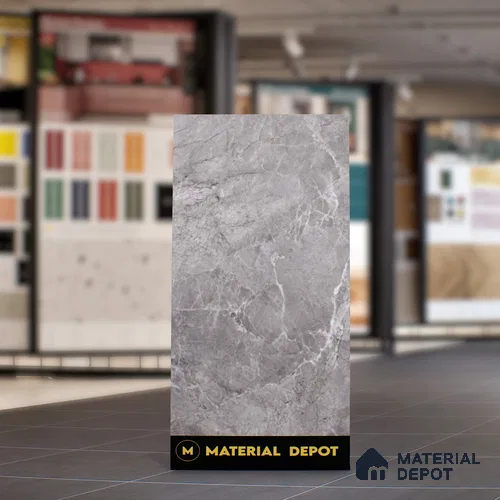 Grey Marble Look Floor & Wall Tile TL 07463 B Gravier Royal Fermozo Grey 4 ft x 2 ft Vitrified High Gloss Finish - 9 mm | Random 6 | Suitable for Living Room, Bedroom, Bathroom