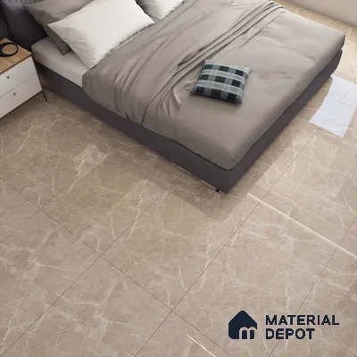 Marble Botticino Wall & Floor Tile TL 07464 B Taupe Beige 4 ft x 2 ft High Gloss Finish Vitrified Tile - 9 mm | 3 Random Designs | Suitable For Living Room, Bedroom, Dining