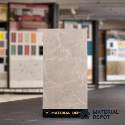 Marble Botticino Wall & Floor Tile TL 07464 B Taupe Beige 4 ft x 2 ft High Gloss Finish Vitrified Tile - 9 mm | 3 Random Designs | Suitable For Living Room, Bedroom, Dining