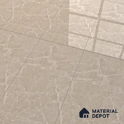Marble Botticino Wall & Floor Tile TL 07464 B Taupe Beige 4 ft x 2 ft High Gloss Finish Vitrified Tile - 9 mm | 3 Random Designs | Suitable For Living Room, Bedroom, Dining