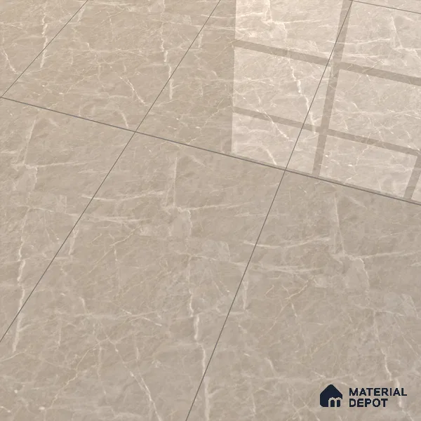 Marble Botticino Wall & Floor Tile TL 07464 B Taupe Beige 4 ft x 2 ft High Gloss Finish Vitrified Tile - 9 mm | 3 Random Designs | Suitable For Living Room, Bedroom, Dining