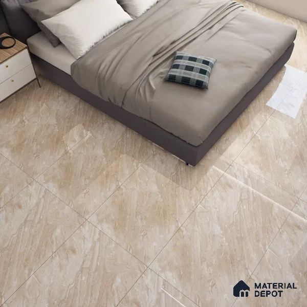 Marble Wall & Floor Tile TL 07466 Sand Beige 4 ft x 2 ft High Gloss Finish Vitrified Tile - 9 mm | 4 Random Designs | Suitable For Living Room, Bedroom, Dining