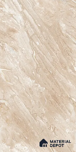 Marble Wall & Floor Tile TL 07466 Sand Beige 4 ft x 2 ft High Gloss Finish Vitrified Tile - 9 mm | 4 Random Designs | Suitable For Living Room, Bedroom, Dining