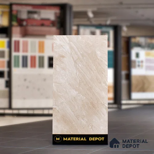 Marble Wall & Floor Tile TL 07466 Sand Beige 4 ft x 2 ft High Gloss Finish Vitrified Tile - 9 mm | 4 Random Designs | Suitable For Living Room, Bedroom, Dining