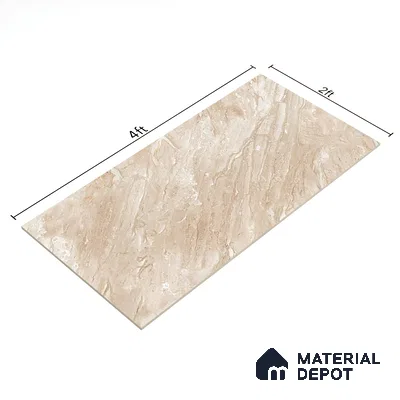 Marble Wall & Floor Tile TL 07466 Sand Beige 4 ft x 2 ft High Gloss Finish Vitrified Tile - 9 mm | 4 Random Designs | Suitable For Living Room, Bedroom, Dining