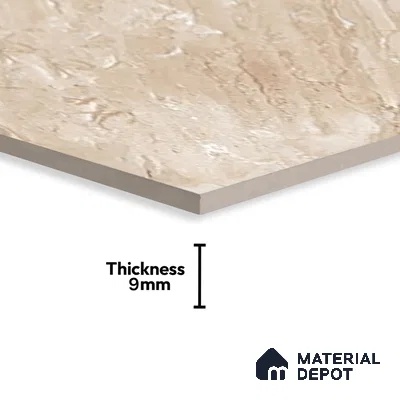 Marble Wall & Floor Tile TL 07466 Sand Beige 4 ft x 2 ft High Gloss Finish Vitrified Tile - 9 mm | 4 Random Designs | Suitable For Living Room, Bedroom, Dining