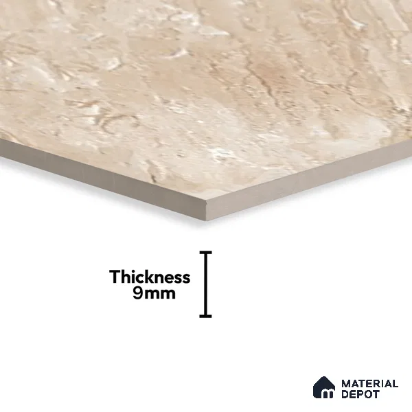 Marble Wall & Floor Tile TL 07466 Sand Beige 4 ft x 2 ft High Gloss Finish Vitrified Tile - 9 mm | 4 Random Designs | Suitable For Living Room, Bedroom, Dining