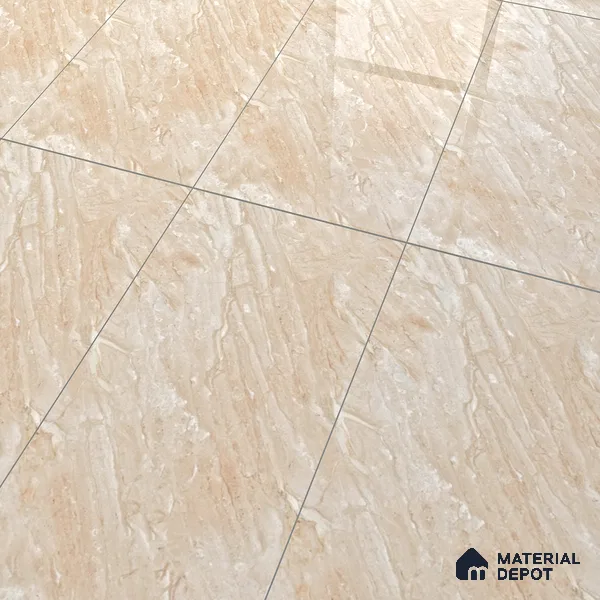 Marble Wall & Floor Tile TL 07466 Sand Beige 4 ft x 2 ft High Gloss Finish Vitrified Tile - 9 mm | 4 Random Designs | Suitable For Living Room, Bedroom, Dining