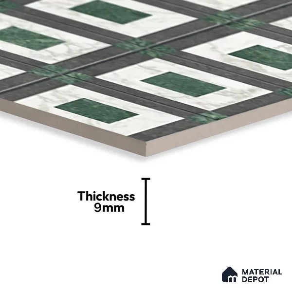 Highlighter Wall Tile TL 07473 Matrix Green 4 ft x 2 ft Green Vitrified Matte Finish Tile - 9 mm | Suitable For Bathroom, Accent/Feature Wall, Dining Area