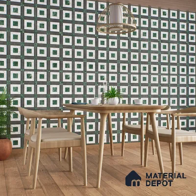 Highlighter Wall Tile TL 07473 Matrix Green 4 ft x 2 ft Green Vitrified Matte Finish Tile - 9 mm | Suitable For Bathroom, Accent/Feature Wall, Dining Area