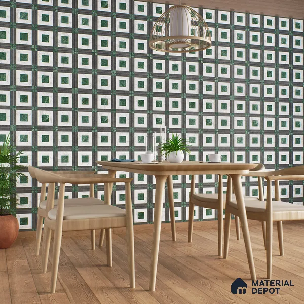 Highlighter Wall Tile TL 07473 Matrix Green 4 ft x 2 ft Green Vitrified Matte Finish Tile - 9 mm | Suitable For Bathroom, Accent/Feature Wall, Dining Area