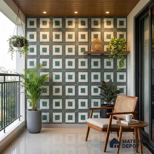 Highlighter Wall Tile TL 07473 Matrix Green 4 ft x 2 ft Green Vitrified Matte Finish Tile - 9 mm | Suitable For Bathroom, Accent/Feature Wall, Dining Area