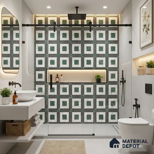 Highlighter Wall Tile TL 07473 Matrix Green 4 ft x 2 ft Green Vitrified Matte Finish Tile - 9 mm | Suitable For Bathroom, Accent/Feature Wall, Dining Area