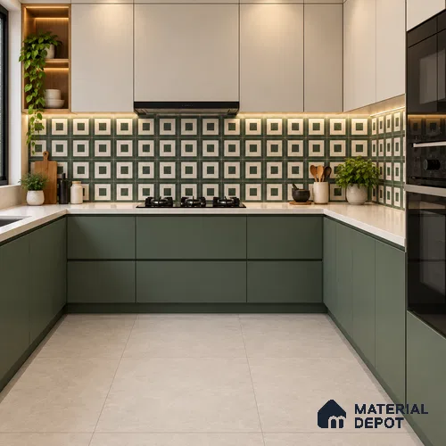 Highlighter Wall Tile TL 07473 Matrix Green 4 ft x 2 ft Green Vitrified Matte Finish Tile - 9 mm | Suitable For Bathroom, Accent/Feature Wall, Dining Area