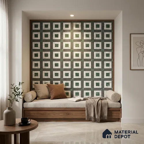 Highlighter Wall Tile TL 07473 Matrix Green 4 ft x 2 ft Green Vitrified Matte Finish Tile - 9 mm | Suitable For Bathroom, Accent/Feature Wall, Dining Area
