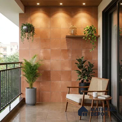 Cement Wall & Floor Tile TL 07474 E Faenza Carmel Base 4 ft x 2 ft Carmel Brown Vitrified Matte Finish Plain Tile - 9 mm | Ideal for Living Room, Bathroom, Kitchen