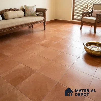 Cement Wall & Floor Tile TL 07474 E Faenza Carmel Base 4 ft x 2 ft Carmel Brown Vitrified Matte Finish Plain Tile - 9 mm | Ideal for Living Room, Bathroom, Kitchen