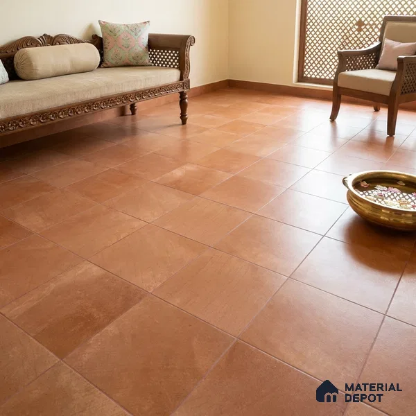 Cement Wall & Floor Tile TL 07474 E Faenza Carmel Base 4 ft x 2 ft Carmel Brown Vitrified Matte Finish Plain Tile - 9 mm | Ideal for Living Room, Bathroom, Kitchen