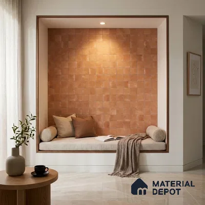 Cement Wall & Floor Tile TL 07474 E Faenza Carmel Base 4 ft x 2 ft Carmel Brown Vitrified Matte Finish Plain Tile - 9 mm | Ideal for Living Room, Bathroom, Kitchen