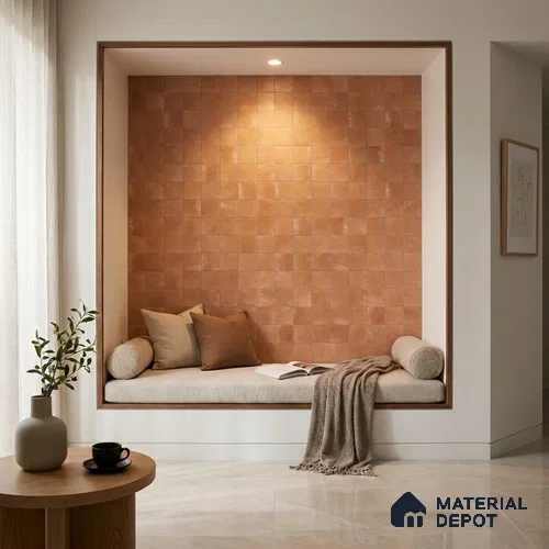 Cement Wall & Floor Tile TL 07474 E Faenza Carmel Base 4 ft x 2 ft Carmel Brown Vitrified Matte Finish Plain Tile - 9 mm | Ideal for Living Room, Bathroom, Kitchen