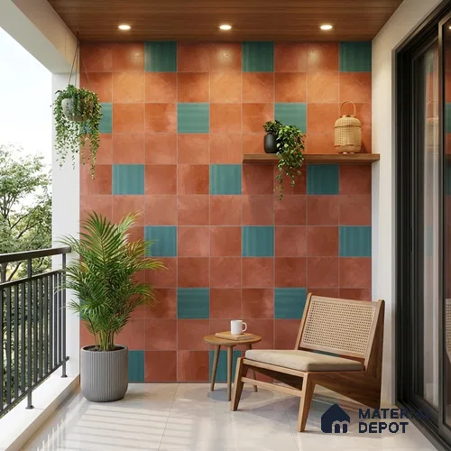 Stone Wall & Floor Tile TL 07474 F Faenza Cotto 4 ft x 2 ft Cotto Vitrified Matte Finish Tile - 9 mm | Ideal for Living Room, Bathroom, Kitchen