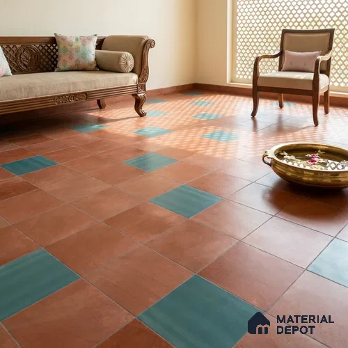 Stone Wall & Floor Tile TL 07474 F Faenza Cotto 4 ft x 2 ft Cotto Vitrified Matte Finish Tile - 9 mm | Ideal for Living Room, Bathroom, Kitchen