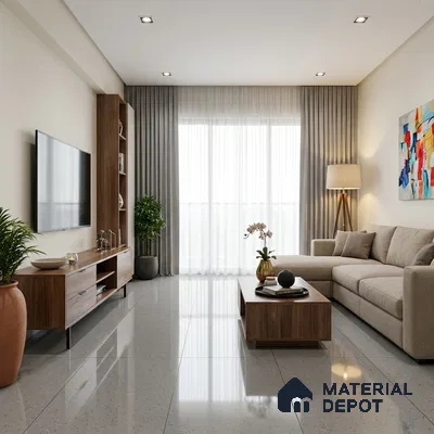 Terrazzo Wall & Floor Tile TL 07481 B Terrazzo Stone 4 ft x 2 ft Glossy Finish Vitrified Tile - 9 mm