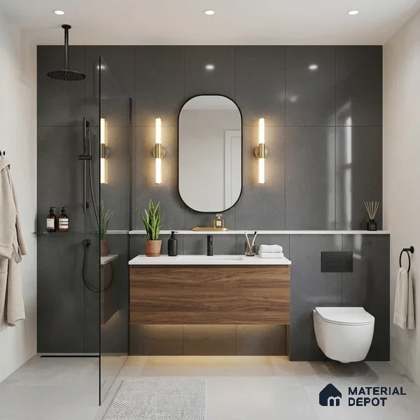 Terrazzo Wall & Floor Tile TL 07482 B Terrazzo Nero 4 ft x 2 ft Glossy Finish Vitrified Tile - 9 mm