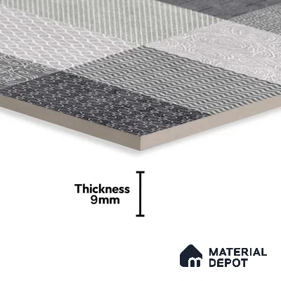 Highlighter Wall Tile TL 07486 B Mono Grey Decor 4 ft x 2 ft Carving Matte Finish Vitrified Tile - 9 mm | Suitable For Bathroom, Accent/Feature Wall, Balcony