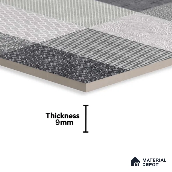 Highlighter Wall Tile TL 07486 B Mono Grey Decor 4 ft x 2 ft Carving Matte Finish Vitrified Tile - 9 mm | Suitable For Bathroom, Accent/Feature Wall, Balcony