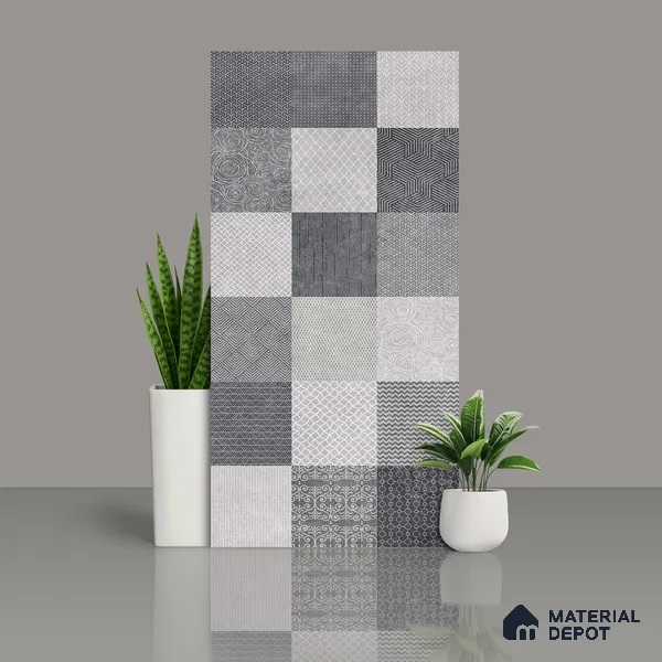 Highlighter Wall Tile TL 07486 B Mono Grey Decor 4 ft x 2 ft Carving Matte Finish Vitrified Tile - 9 mm | Suitable For Bathroom, Accent/Feature Wall, Balcony