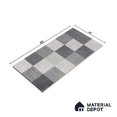 Highlighter Wall Tile TL 07486 B Mono Grey Decor 4 ft x 2 ft Carving Matte Finish Vitrified Tile - 9 mm | Suitable For Bathroom, Accent/Feature Wall, Balcony