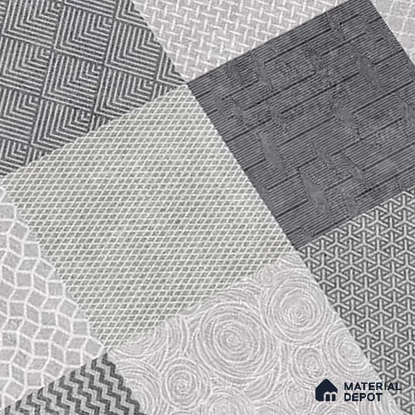Highlighter Wall Tile TL 07486 B Mono Grey Decor 4 ft x 2 ft Carving Matte Finish Vitrified Tile - 9 mm | Suitable For Bathroom, Accent/Feature Wall, Balcony